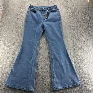 Gilipur Jeans Womens XL Blue Cotton Denim Flare Leg Medium Wash Stretch Workwear